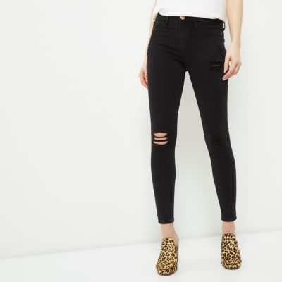 Black distressed skinny fit Molly jeggings
